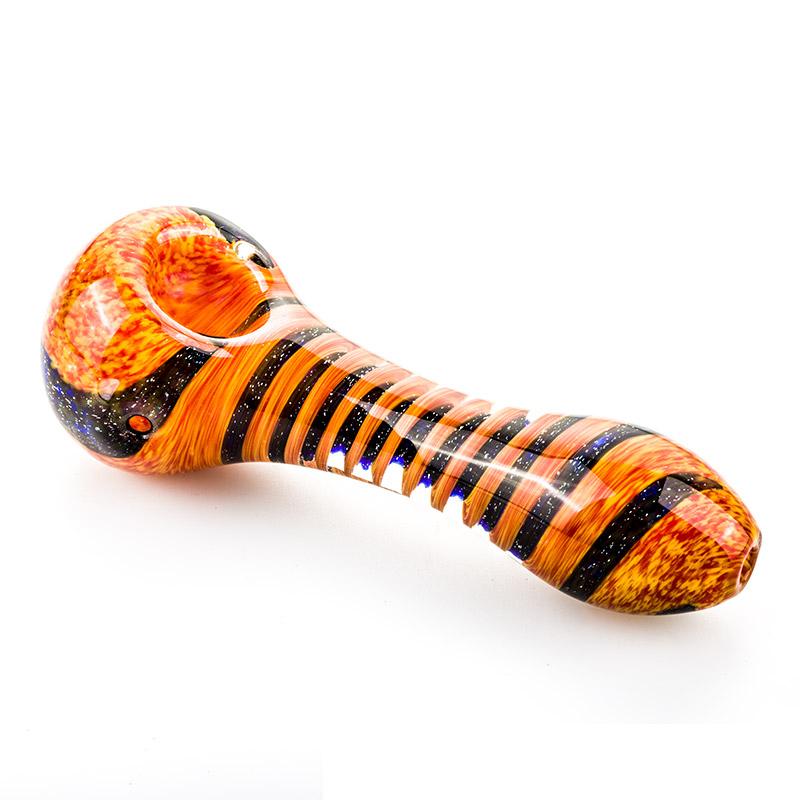 Orange Spiral Pattern Glass Pipe - PuffingBird CA
