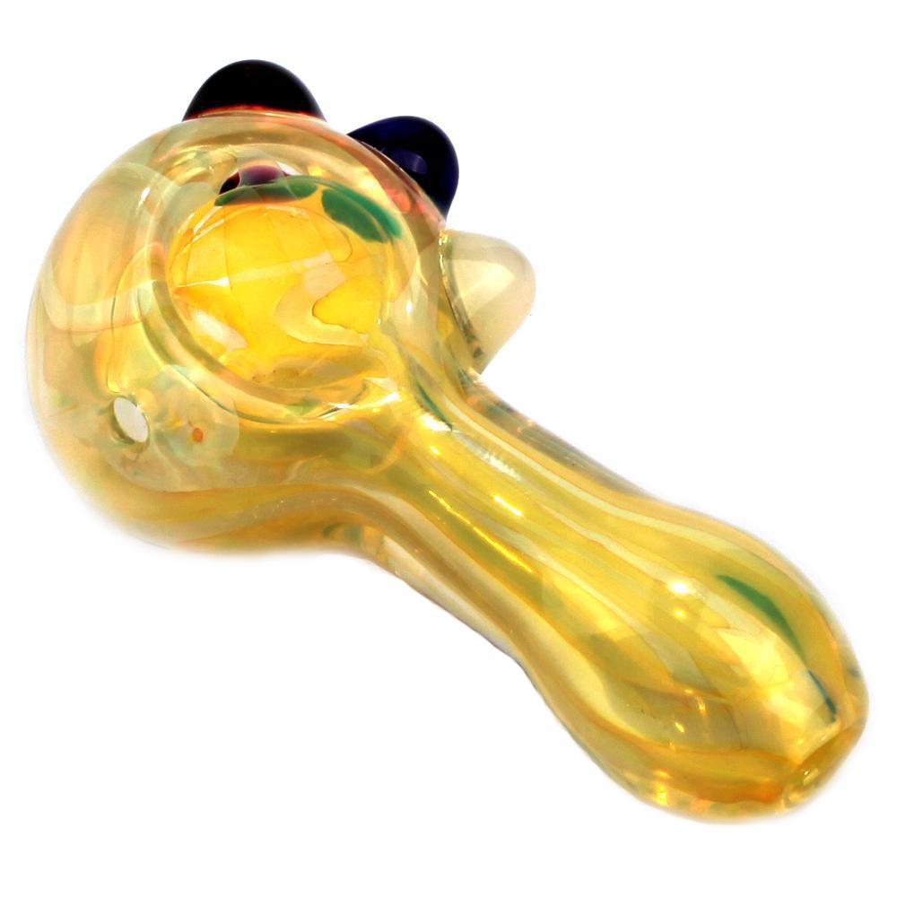 Nano Fumed Glass Spoon Pipe w/ Colored Raised Marbles - PuffingBird CA