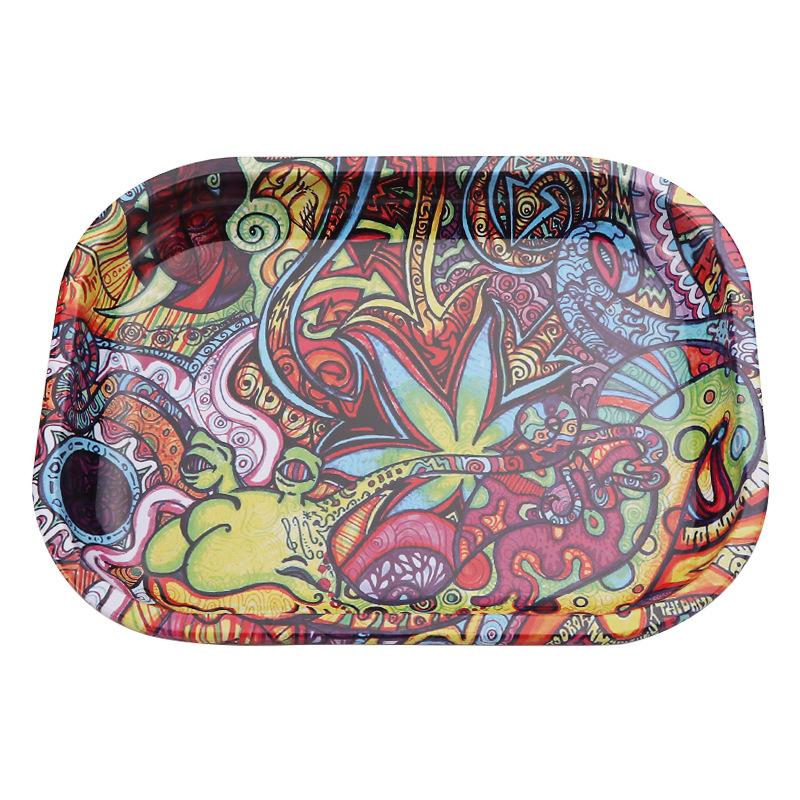 Colorful Weed Tinplate Small Rolling Tray - PuffingBird CA