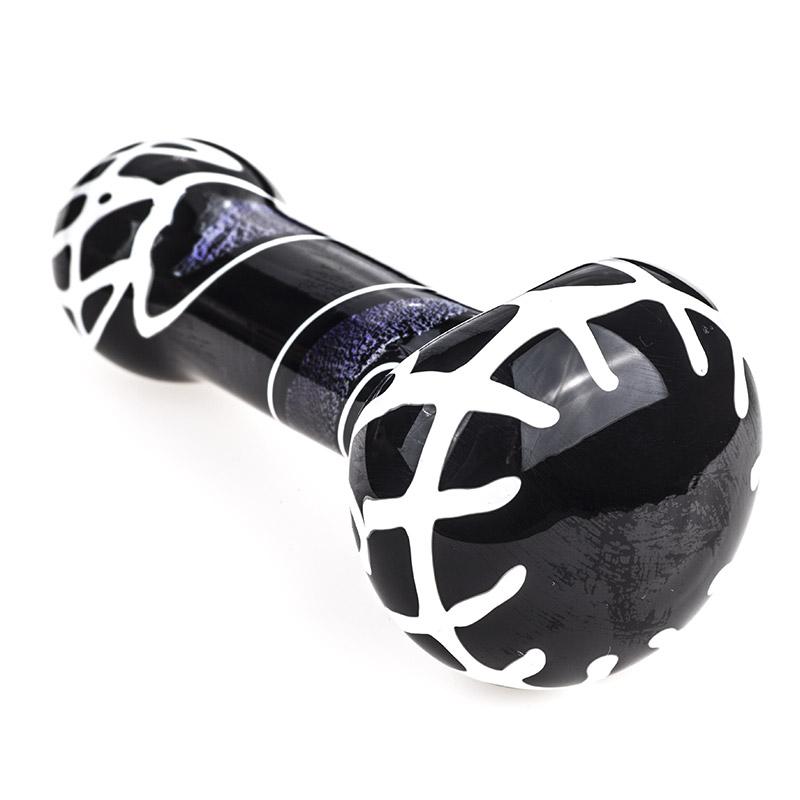 Black Glass Pipe with White Stripes - PuffingBird CA