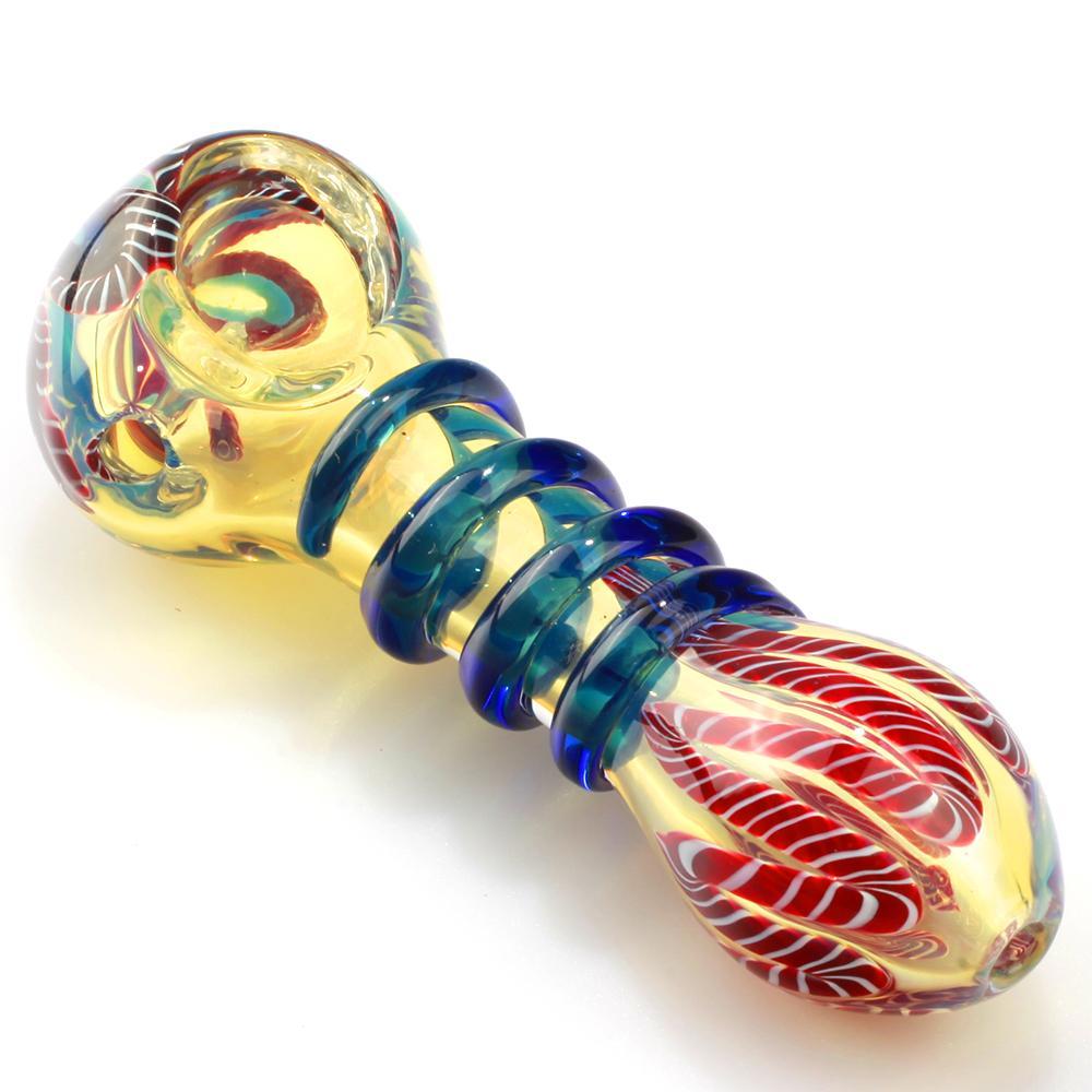 Milli Scheme W/Blue Spiral Glass Orbs Glass Pipe - PuffingBird CA