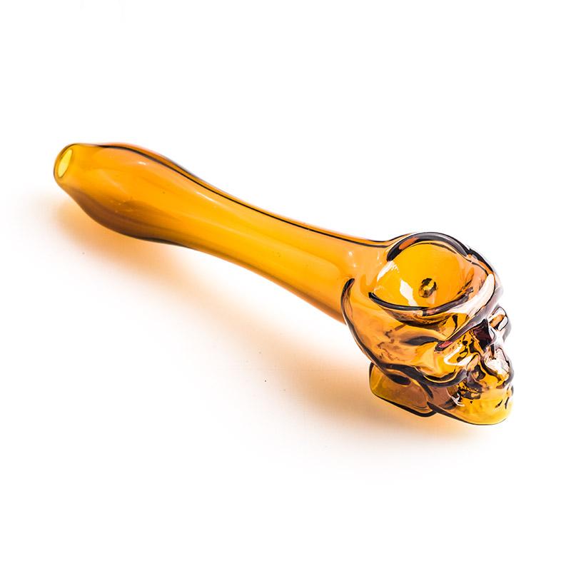 Orange Skull Theme Glass Pipe - PuffingBird CA
