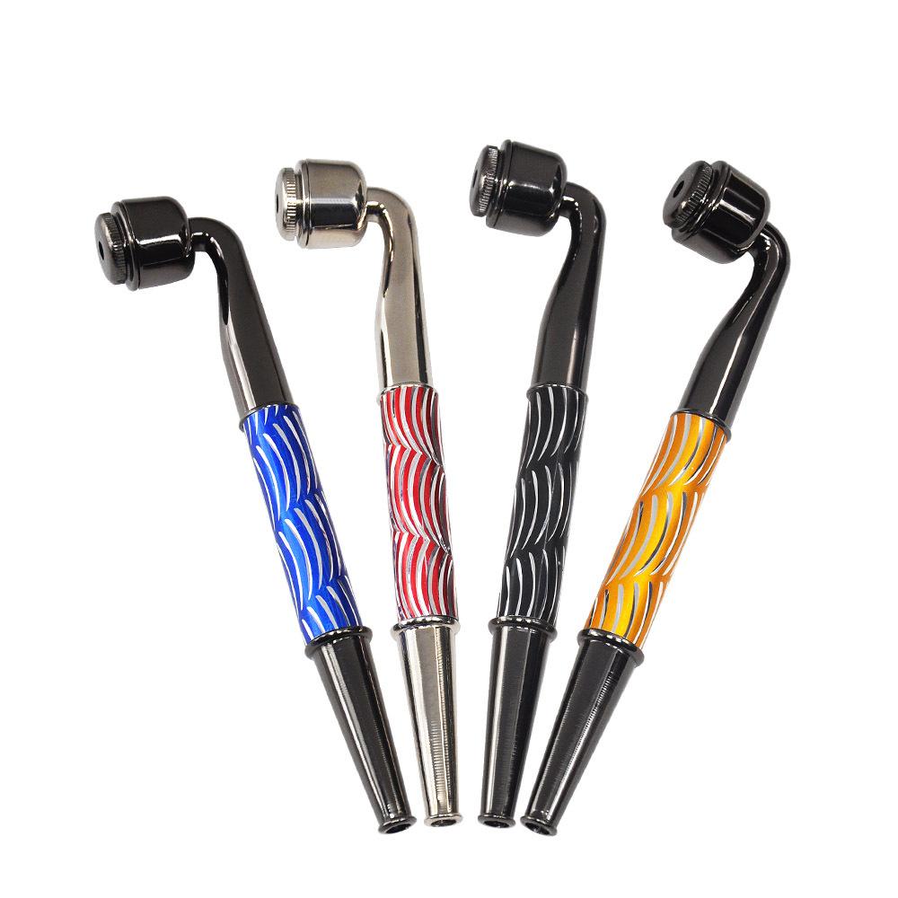 Wavy Stripe Metal Pot Pipe w/ Cap - PuffingBird CA