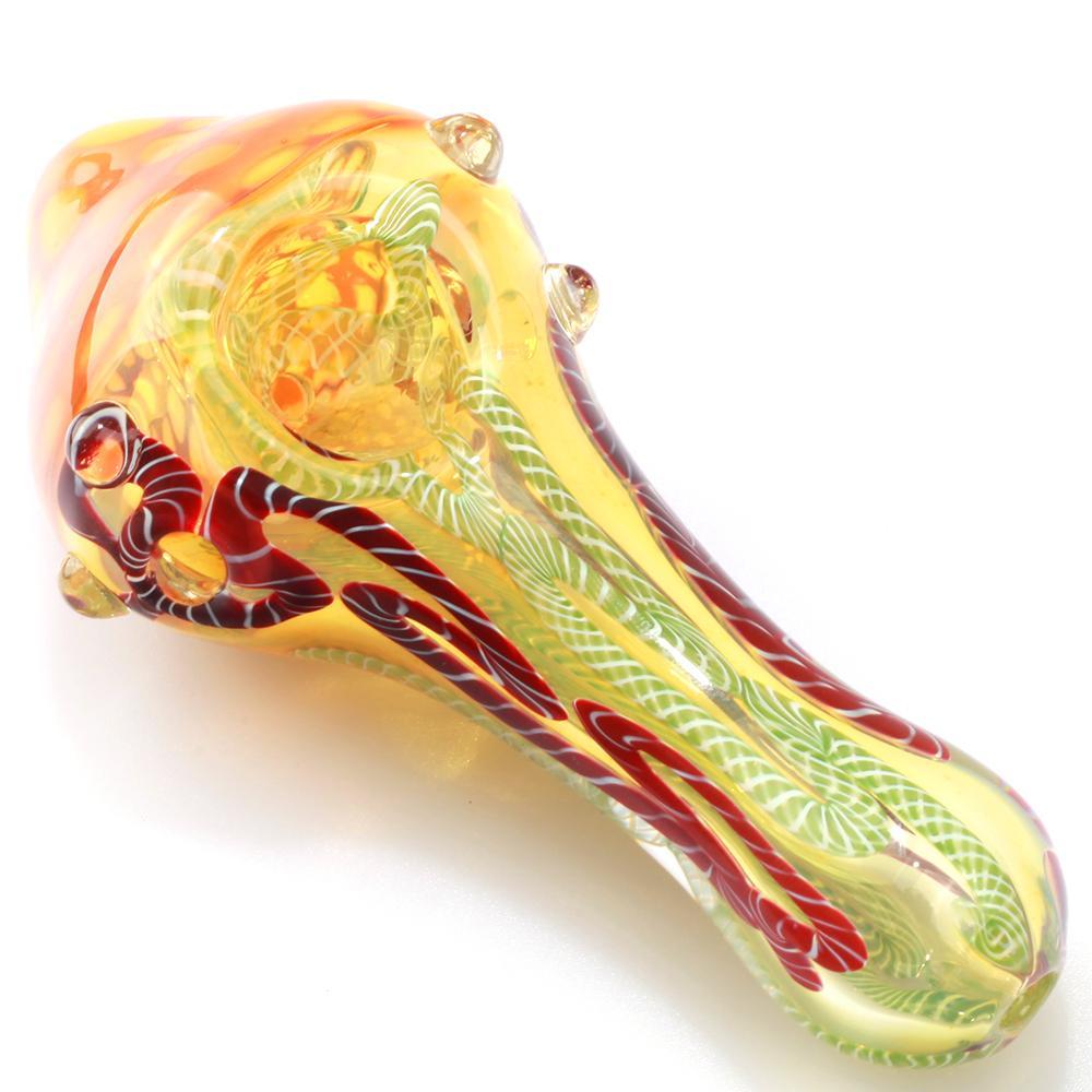 Ribbed Glass Spoon Pipe w/ Mili Scheme - PuffingBird CA