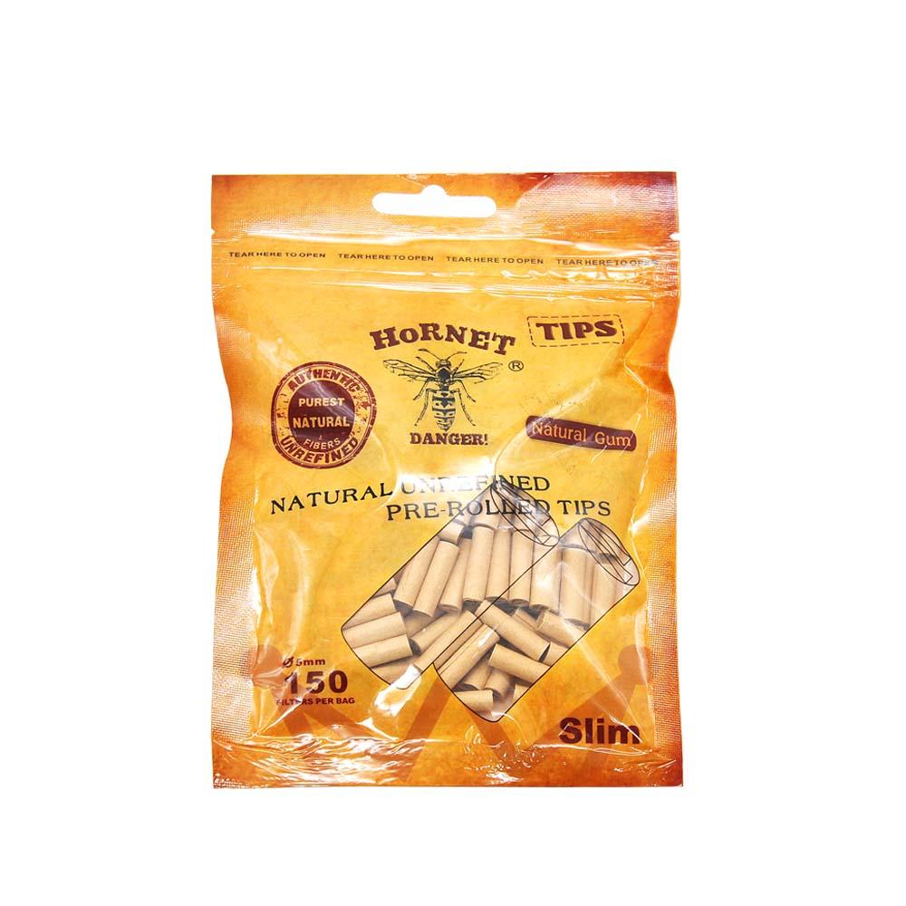 Natural Unrefined Rolling Paper Filter Tips - 5mm Brown Pre-Rolled Tips (150 Tips per Resealable Bag) - PuffingBird CA