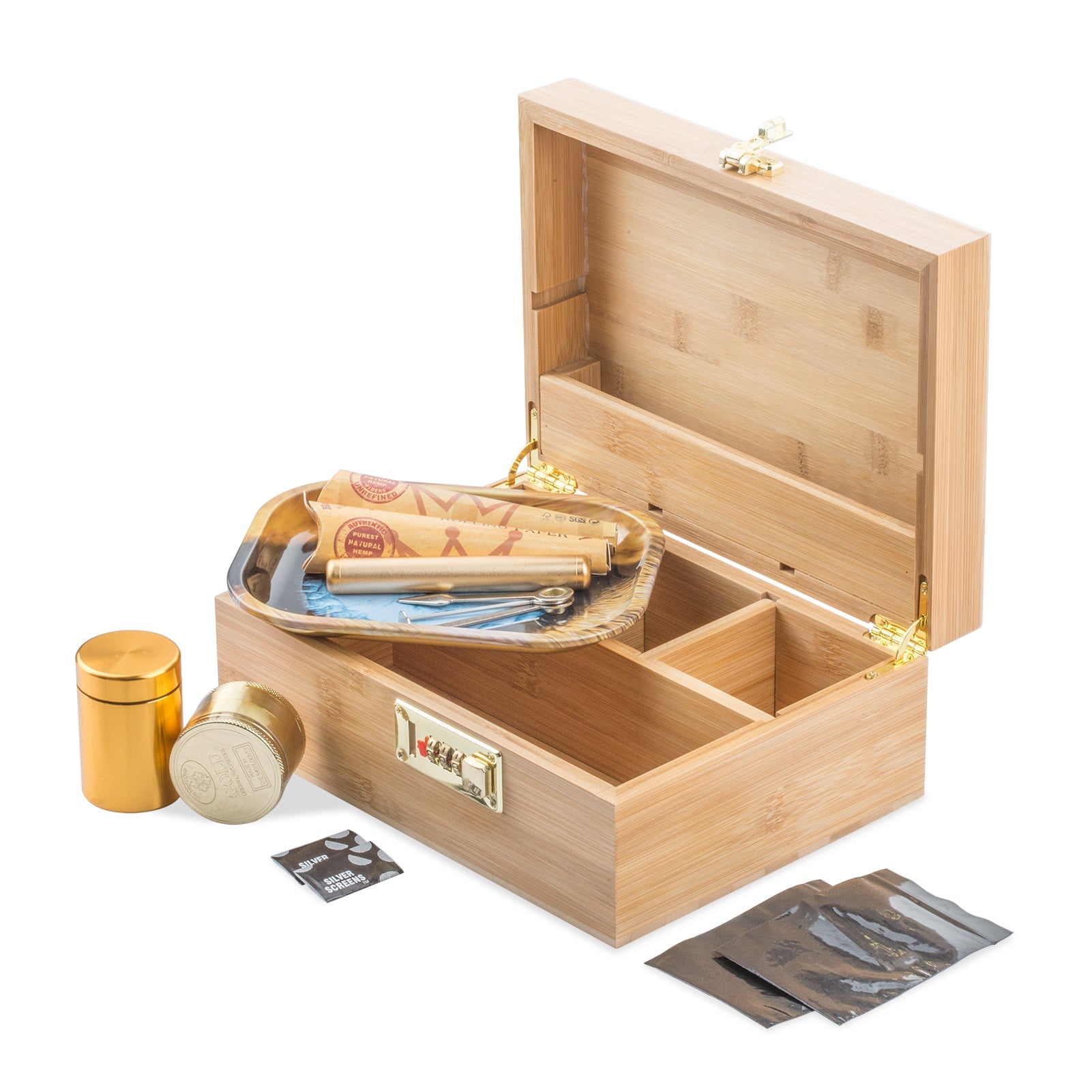 PUFFING BIRD Bamboo Storage Stash Box Combo with Combination Lock - PuffingBird CA
