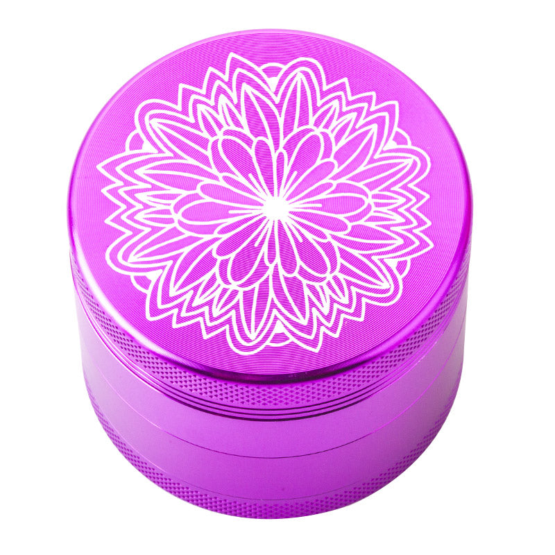 Purple Carved Flower Weed Grinder 4 Layer - PuffingBird CA