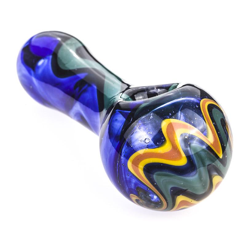 Fumed Color Changing Glass Spoon Pipe w/ Swirl Pattern - PuffingBird CA