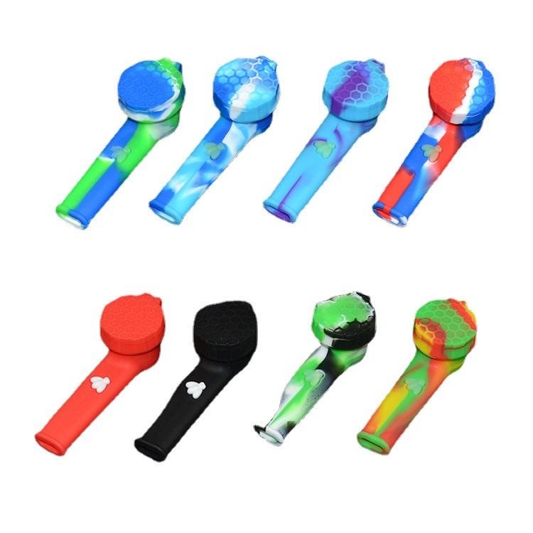 Honeycomb Silicone Pipe w/ Lid (Random Color) - PuffingBird CA