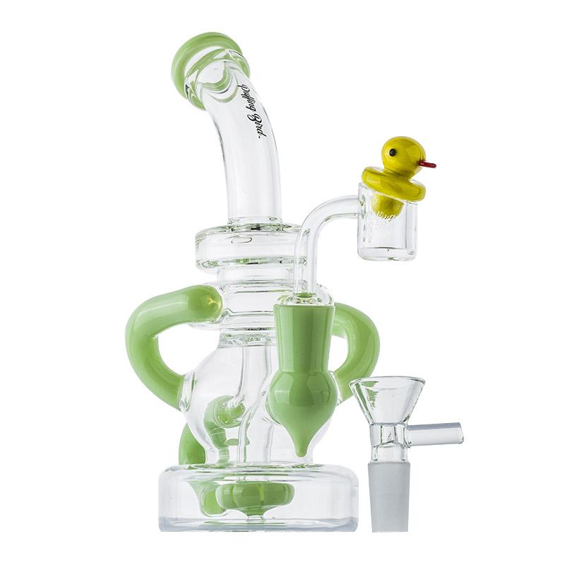 Green Recycler Showerhead Perc Dab Rig Set - PuffingBird CA
