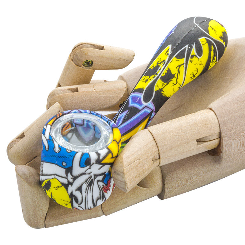 Silicone Pipe w/ Glass Bowl (Random Color) - PuffingBird CA