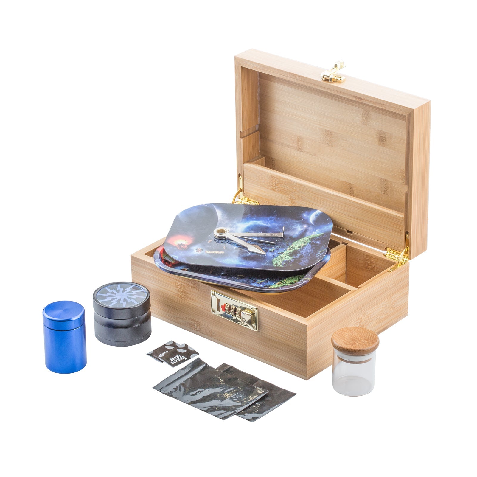 PUFFING BIRD Bamboo Storage Stash Box Combo with Combination Lock - PuffingBird CA