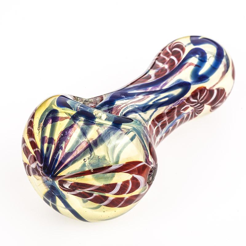 Clear Glass Spoon Pipe With Multicolor Cane - PuffingBird CA