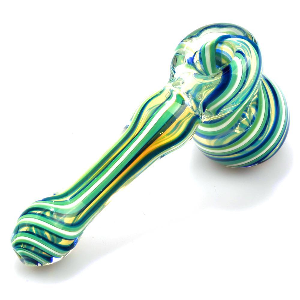 Blue and Green Spiral Fumed Glass Hammer Bubbler - PuffingBird CA