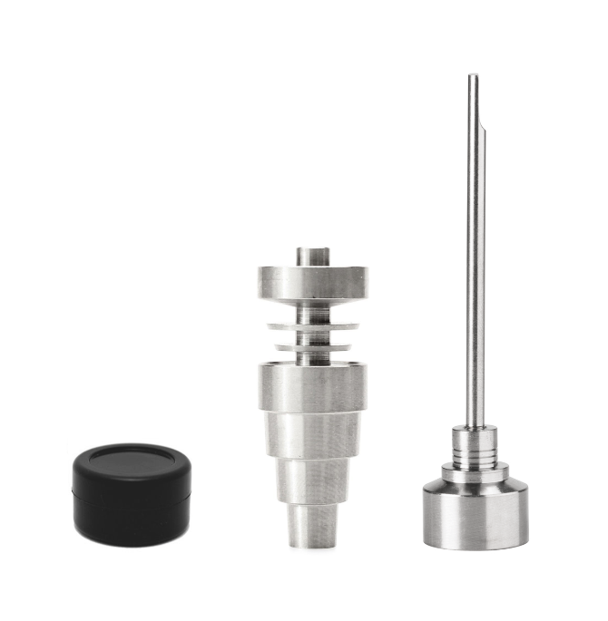 Domeless Titanium Nail/Banger W/Dabber Carb Cap&Silicone Jar Bundle - PuffingBird CA