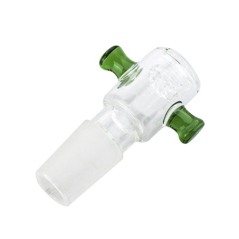 18mm Male Clear Bong Bowl With Green Handles - PuffingBird CA