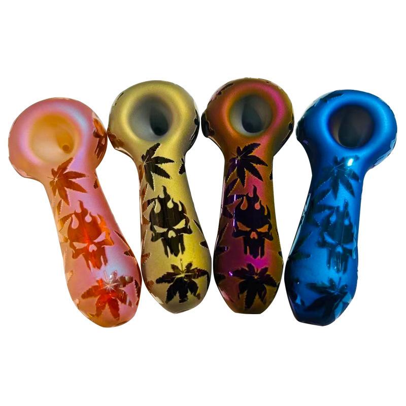 Pharaoh Skull Spoon Weed Pipe - Electroplated Color - PuffingBird CA