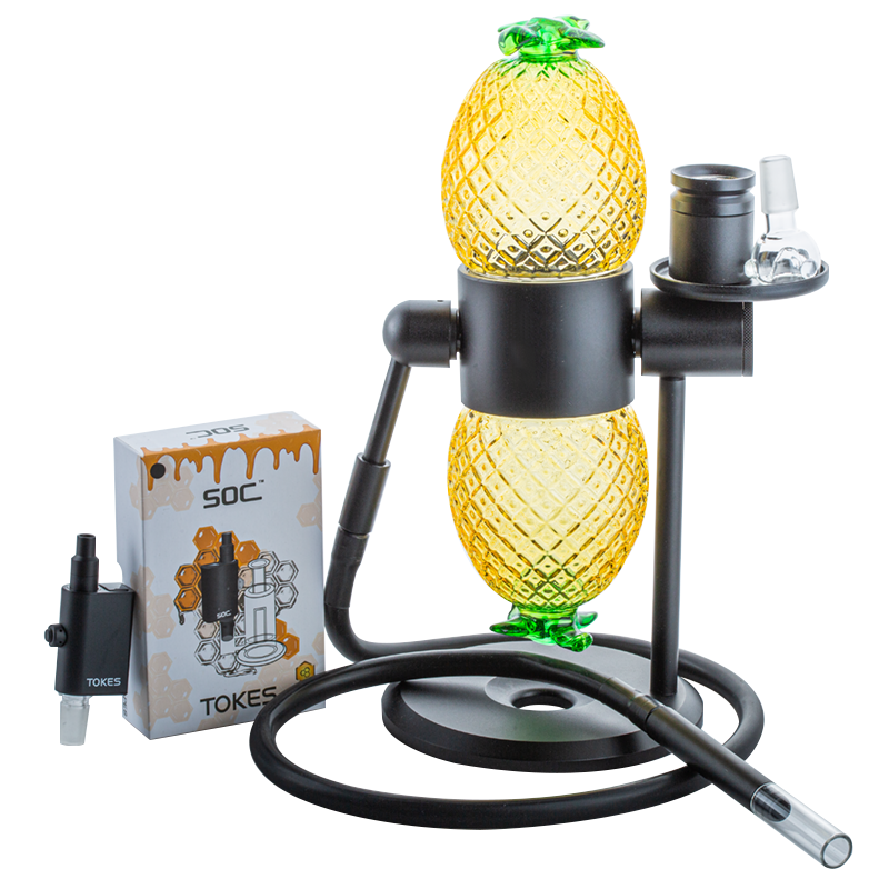 Pineapple Gravity Hookah Bong w/ SOC Tokes Vaporizer Set - PuffingBird CA