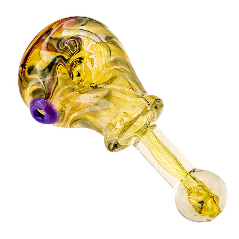 Spiral Yellow Glass Weed Pipe - PuffingBird CA