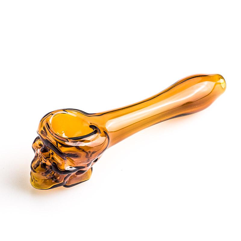 Orange Skull Theme Glass Pipe - PuffingBird CA