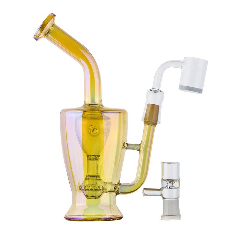 Heady Orange Glass Bong Set w/ Quartz Banger and Carb Cap - PuffingBird CA