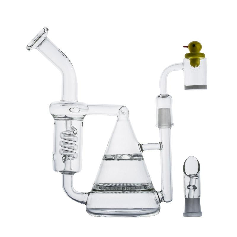 Pyramid Multi-Perc Recycler Glass Bong Set w/ Carb Cap and Banger - PuffingBird CA