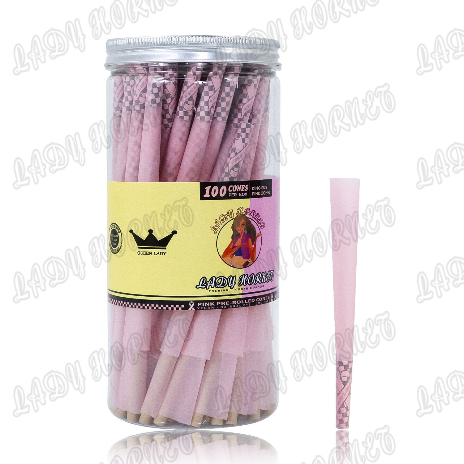 Lady Hornet Pink Wood Pulp Rolling Cones - 102 Pack - PuffingBird CA