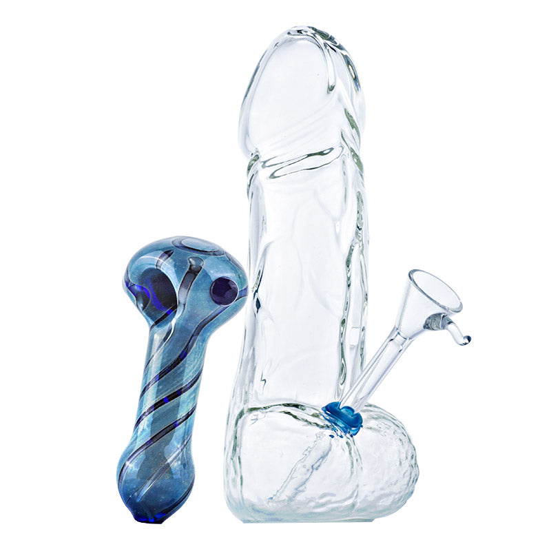 Penis Novelty Bong w/ Heady Pattern Glass Pipe Set - PuffingBird CA