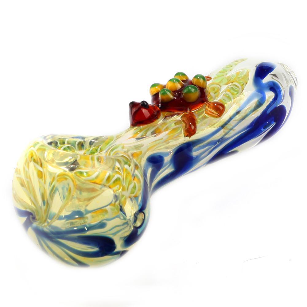 Swirled Fumed Glass Pipe w/ Glass Turtle - PuffingBird CA