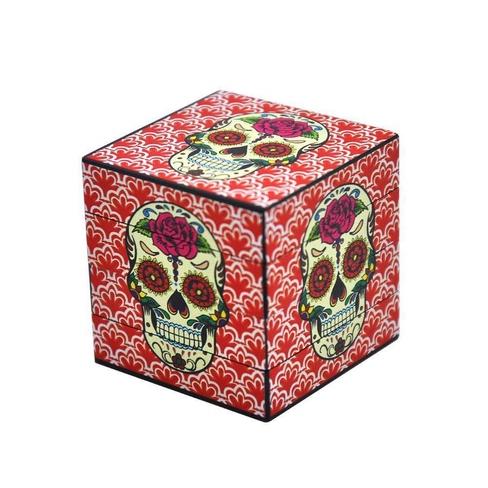 Day of The Dead Sugar Skull Box Novelty Herb Grinder 4 Piece 50mm - PuffingBird CA