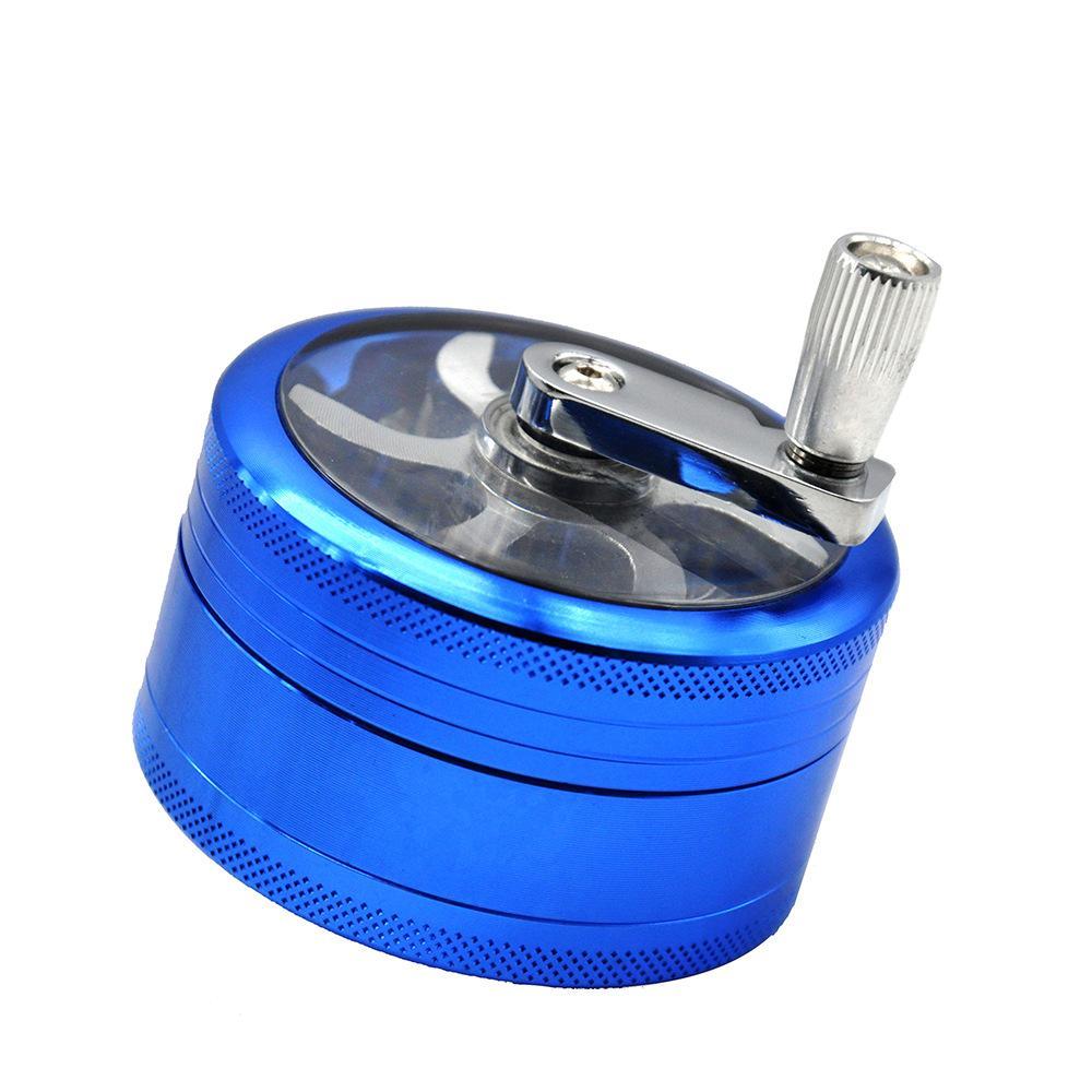 Crank Herb Grinder With Handle 3 Layer 63mm (3 Color) - PuffingBird CA