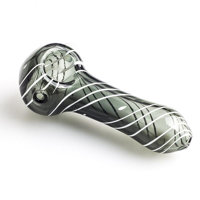 Spiral Glass Spoon Pipe w/ White Marble - PuffingBird CA