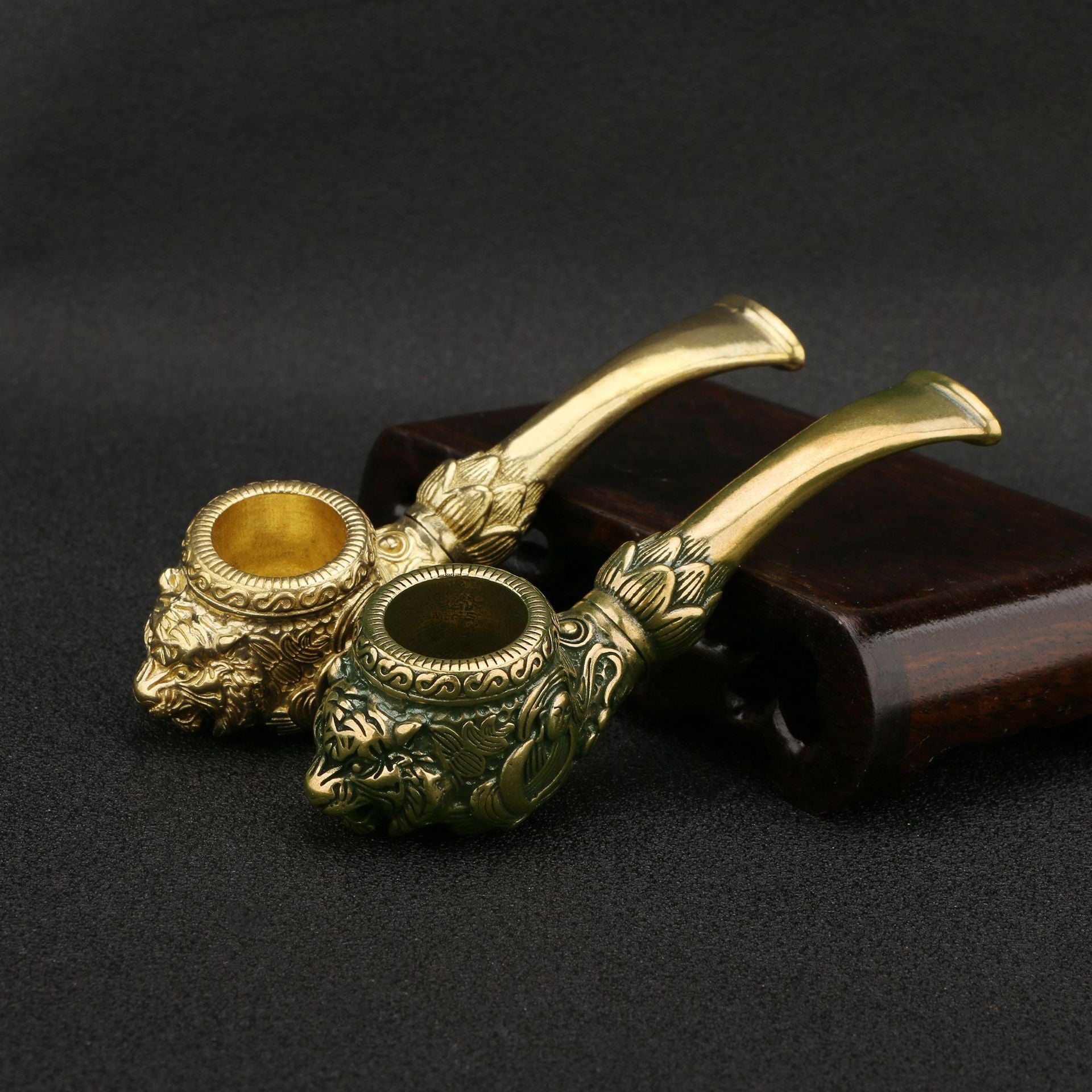 Handcrafted Brass Tiger Head Smoking Pipe - Random Color - PuffingBird CA