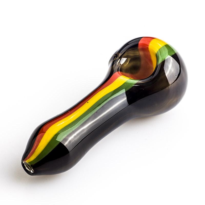 Black Glass Spoon Pipe w/ Stripes - PuffingBird CA