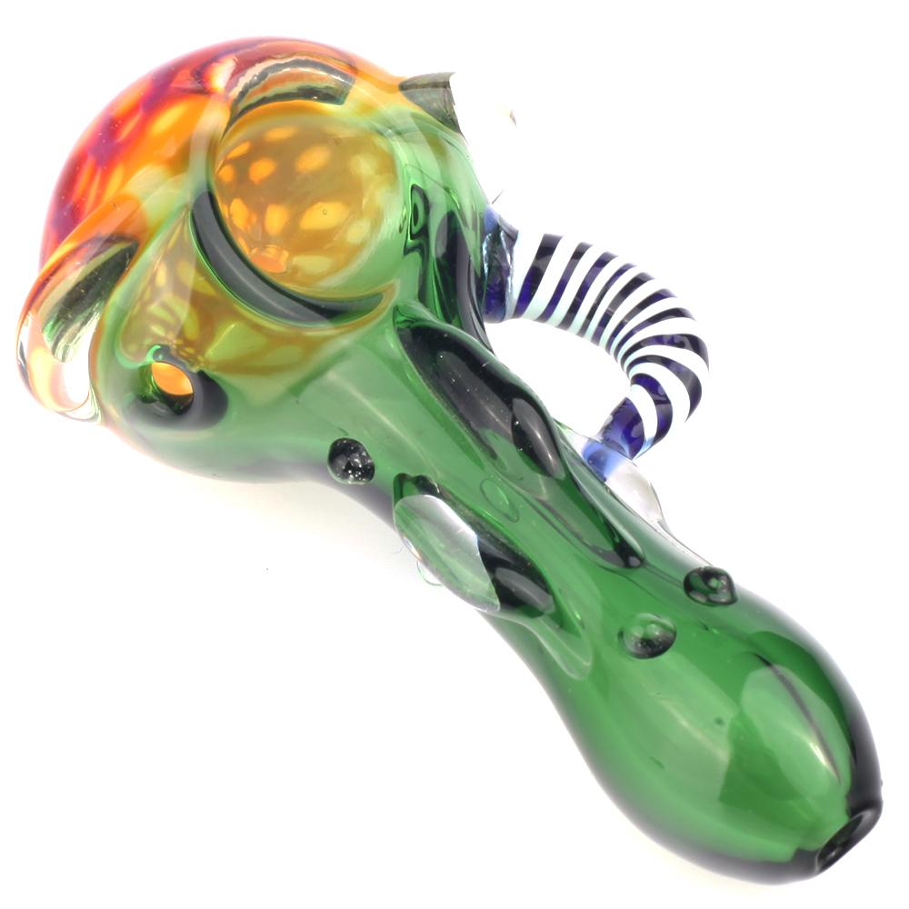 Fumed Bubble Glass Pipe with Glass Horns - PuffingBird CA