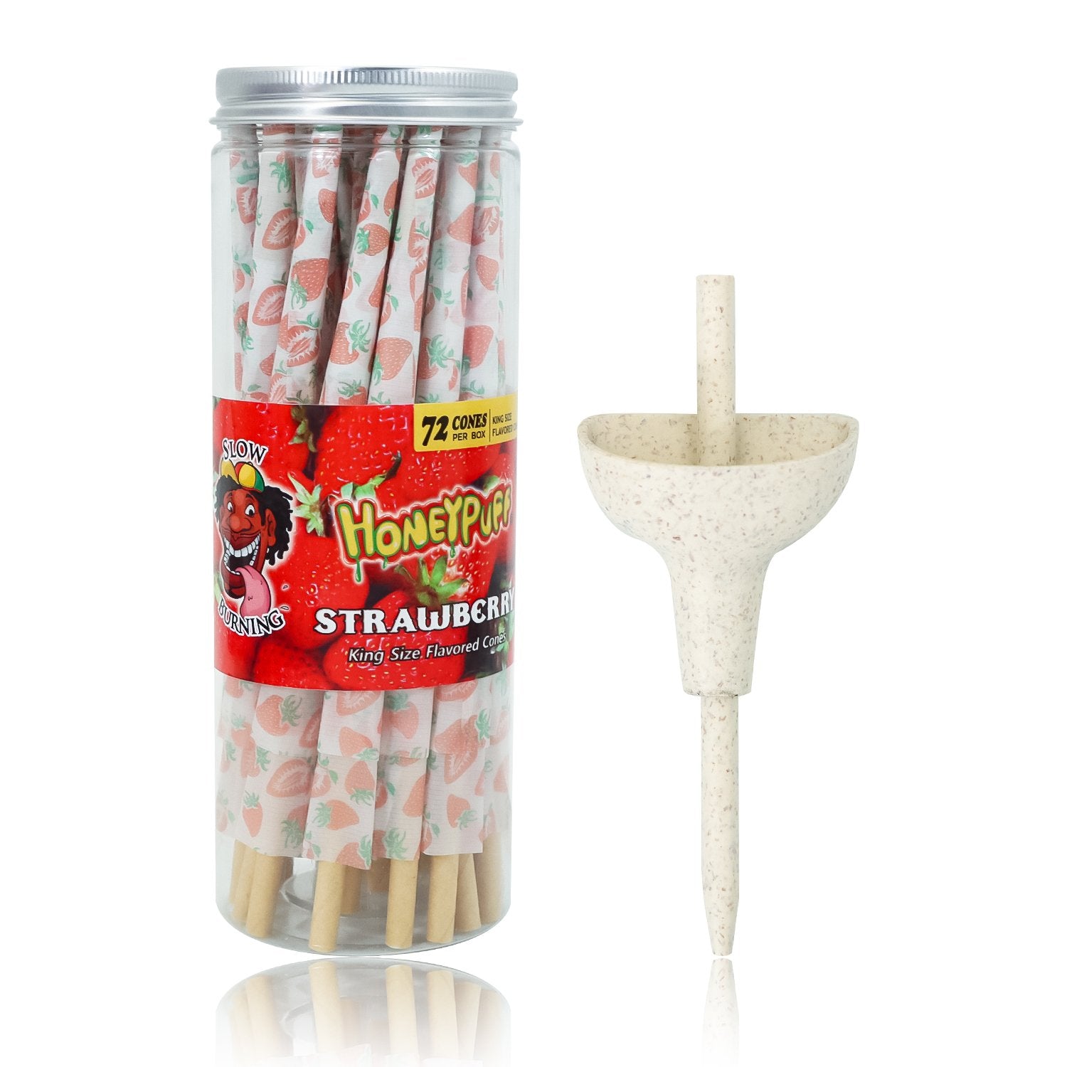 HoneyPuff King Size Strawberry Rolling Cones - 72 Count Textured Paper - PuffingBird CA